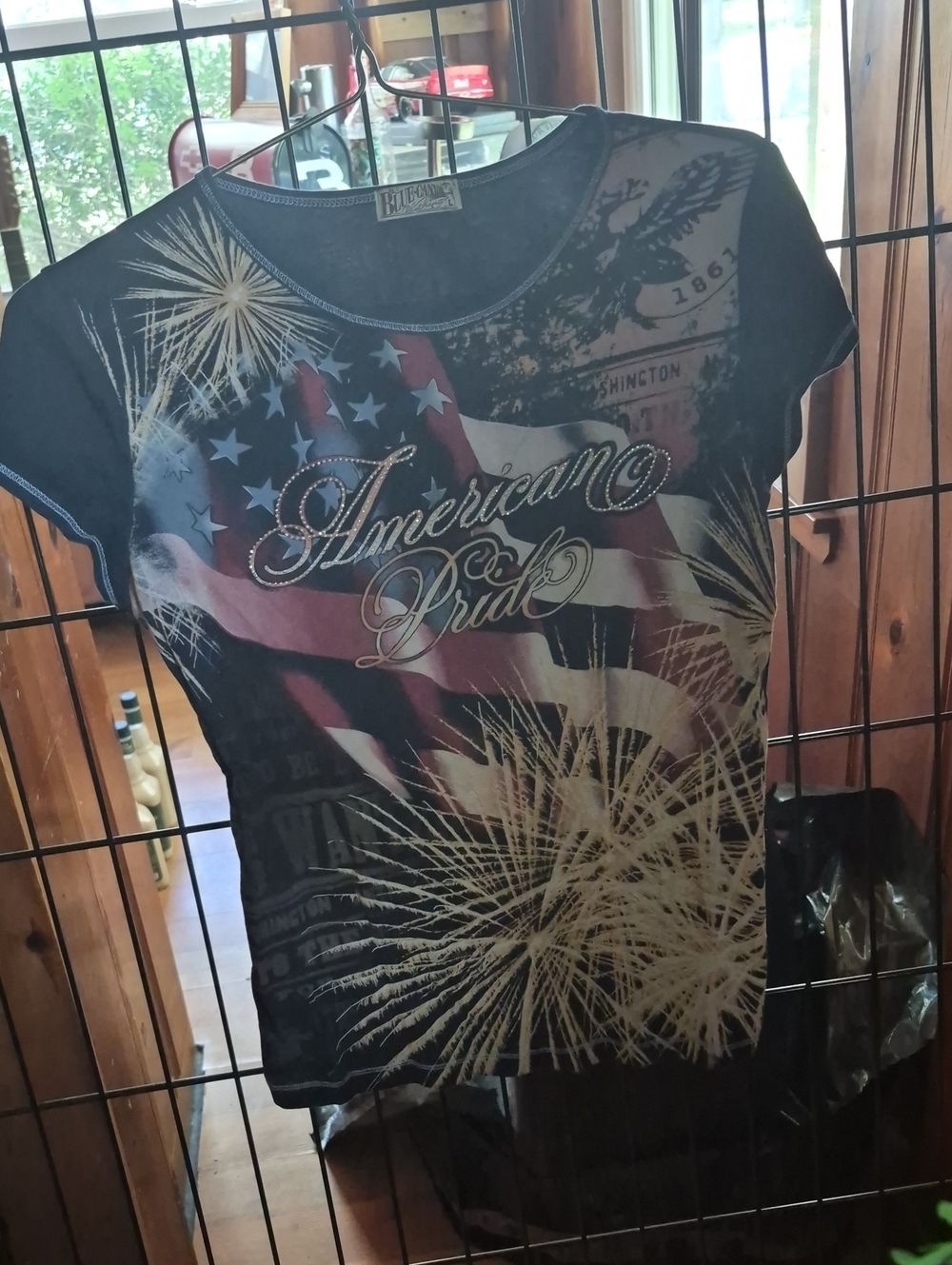 Graphic American Flag Short Sleeve Tee - Black